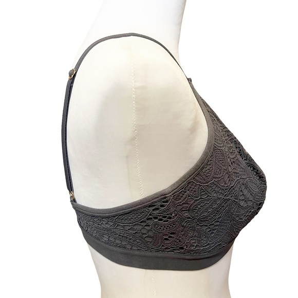 Lively Floral Lace Keyhole Busty Bralette No Wire Gray Size 1 (32DD, 33D/DD) - Picture 5 of 13